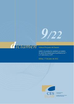 Dictamen 9/22 sobre el Proyecto de Decreto  relativo la prestación sanitaria en materia de salud bucodental para la población de 7 a 15 años de la CAPV